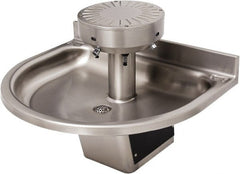 Acorn Engineering - Semi-Circular, Infrared Sensor, Wall Outlet Drain, 38" Diam, 3 Person Capacity, Stainless Steel, Wash Fountain - 0.5 GPM - Exact Tooling