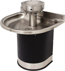 Acorn Engineering - Semi-Circular, Infrared Sensor, Wall Outlet Drain, 38" Diam, 4 Person Capacity, Stainless Steel & Vinylclad Galvanized Steel, Wash Fountain - 0.5 GPM - Exact Tooling