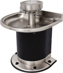 Acorn Engineering - Semi-Circular, Foot-Controlled, Wall Outlet Drain, 38" Diam, 4 Person Capacity, Stainless Steel & Vinylclad Galvanized Steel, Wash Fountain - 0.5 GPM - Exact Tooling