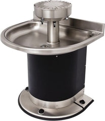 Acorn Engineering - Semi-Circular, Foot-Controlled, Wall Outlet Drain, 38" Diam, 3 Person Capacity, Stainless Steel & Vinylclad Galvanized Steel, Wash Fountain - 0.5 GPM - Exact Tooling