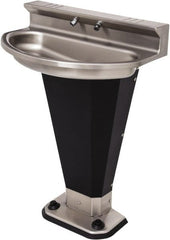 Acorn Engineering - Eliptical, Foot-Controlled, Wall Outlet Drain, 27-3/4" Diam, 2 Person Capacity, Stainless Steel & Vinylclad Galvanized Steel, Wash Fountain - 0.5 GPM - Exact Tooling