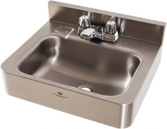 Acorn Engineering - 9-1/2" Long x 14-1/2" Wide Inside, 1 Compartment, Grade 304 Stainless Steel Lavatory Sink-Wall Hung - 16 Gauge, 15" Long x 18" Wide x 7" High Outside, 6" Deep - Exact Tooling
