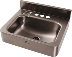 Acorn Engineering - 9-1/2" Long x 14-1/2" Wide Inside, 1 Compartment, Grade 304 Stainless Steel Lavatory Sink-Wall Hung - 16 Gauge, 15" Long x 18" Wide x 7" High Outside, 6" Deep - Exact Tooling