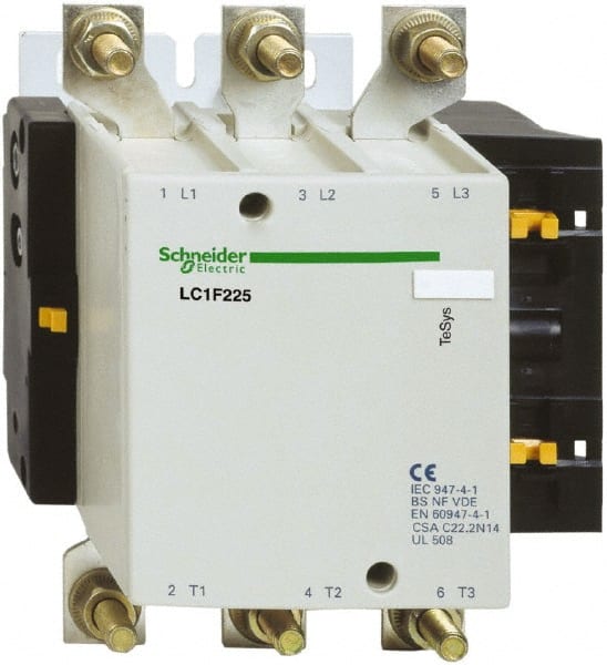 Schneider Electric - 3 Pole, 120 Coil VAC, 225 Amp at 440 VAC, Nonreversible IEC Contactor - Bureau Veritas, CCC, CSA, DNV, EN/IEC 60947-1, EN/IEC 60947-4-1, GL, JEM 1038, LROS, RINA, RMRoS, RoHS Compliant, UL Listed - Exact Tooling