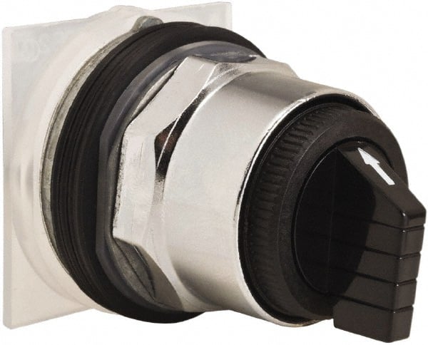 Schneider Electric - 30mm Mount Hole, 3 Position, Knob and Pushbutton Operated, Selector Switch Only - Black, Maintained (MA), without Contact Blocks, Weatherproof and Dust and Oil Resistant - Exact Tooling