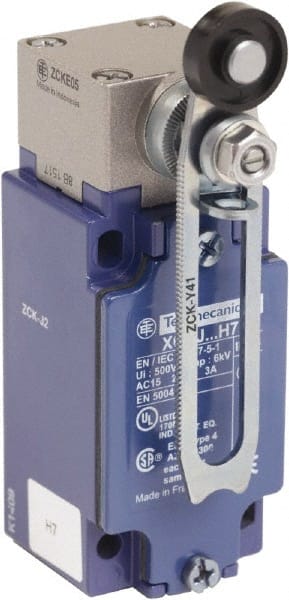 Telemecanique Sensors - SPDT, 2NC/2NO, 240 VAC, Screw Terminal, Roller Lever Actuator, General Purpose Limit Switch - 1, 2, 3, 4, 12 NEMA Rating, IP66 IPR Rating - Exact Tooling