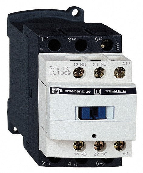 Schneider Electric - 3 Pole, 120 Coil VAC at 50/60 Hz, 25 Amp at 440 VAC and 9 Amp at 440 VAC, Nonreversible IEC Contactor - 1 Phase hp: 0.5 at 115 VAC, 1 at 230/240 VAC, 3 Phase hp: 2 at 200/208 VAC, 2 at 230/240 VAC, 5 at 460/480 VAC, 7.5 at 575/600 VAC - Exact Tooling