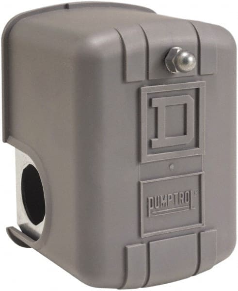 Square D - 1 NEMA Rated, DP, 125 psi, Air Compressor, Electromechanical Pressure and Level Switch - Adjustable Pressure, 115 VAC, 1/4 Inch Connector, Screw Terminal, For Use with Power Circuits - Exact Tooling