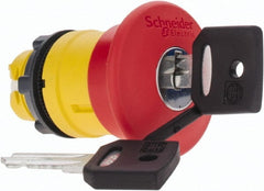 Schneider Electric - 22mm Mount Hole, Extended Mushroom Head, Pushbutton Switch Only - Round, Red Pushbutton, Maintained (MA), Momentary (MO) - Exact Tooling