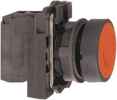 Schneider Electric - 22mm Mount Hole, Flush, Pushbutton Switch with Contact Block - Round, Red Pushbutton, Momentary (MO) - Exact Tooling
