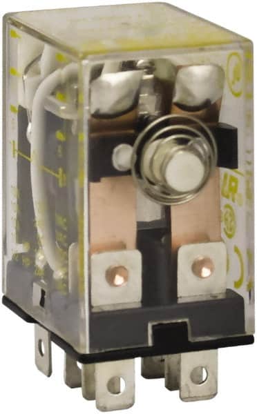 Square D - 1/2 hp at 240 Volt & 1/3 hp at 120 Volt, Electromechanical Plug-in General Purpose Relay - 10 Amp at 240 VAC, DPDT, 120 VAC at 50/60 Hz - Exact Tooling