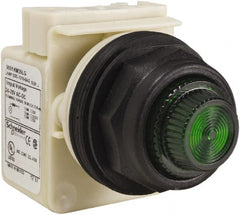 Schneider Electric - 24 V, 28 V Green Lens LED Indicating Light - Round Lens, Screw Clamp Connector, Corrosion Resistant, Dust Resistant, Oil Resistant - Exact Tooling