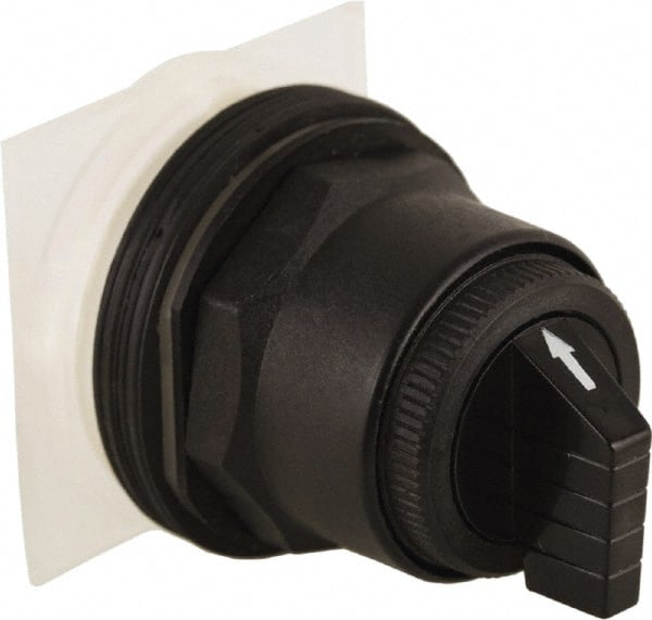 Schneider Electric - 30mm Mount Hole, 3 Position, Knob and Pushbutton Operated, Selector Switch Only - Black, Momentary (MO), without Contact Blocks, Anticorrosive, Weatherproof, Dust and Oil Resistant - Exact Tooling