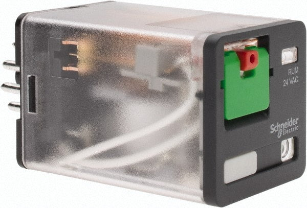 Schneider Electric - 3 at 60 Hz VA Power Rating, Octal Electromechanical Plug-in General Purpose Relay - 10 Amp at 250 VAC, 3PDT, 24 VAC, 35mm Wide x 56mm High x 35.4mm Deep - Exact Tooling