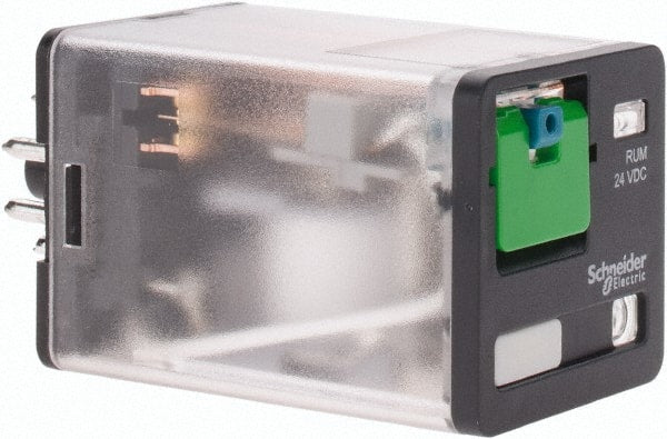 Schneider Electric - Octal Electromechanical Plug-in General Purpose Relay - 10 Amp at 240 V, DPDT, 24 VDC, 35mm Wide x 56mm High x 35.4mm Deep - Exact Tooling