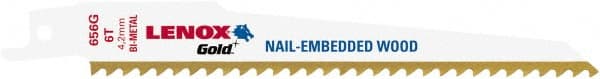 Lenox - 9" Long x 7/8" Thick, Bi-Metal Reciprocating Saw Blade - Tapered Profile, 6 TPI, Toothed Edge, Universal Shank - Exact Tooling