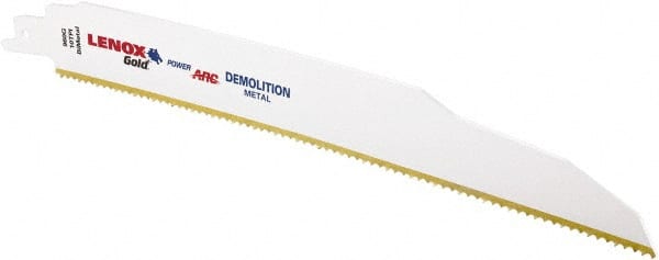 Lenox - 9" Long x 7/8" Thick, Bi-Metal Reciprocating Saw Blade - Tapered Profile, 10 TPI, Toothed Edge, Universal Shank - Exact Tooling