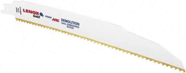 Lenox - 9" Long x 7/8" Thick, Bi-Metal Reciprocating Saw Blade - Tapered Profile, 6 TPI, Toothed Edge, Universal Shank - Exact Tooling