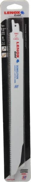Lenox - 12" Long x 7/8" Thick, Bi-Metal Reciprocating Saw Blade - Tapered Profile, 6 TPI, Toothed Edge, Universal Shank - Exact Tooling