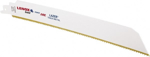 Lenox - 9" Long x 1" Thick, Bi-Metal Reciprocating Saw Blade - Tapered Profile, 10 TPI, Toothed Edge, Universal Shank - Exact Tooling