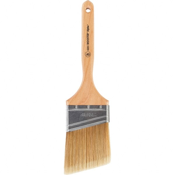 Wooster Brush - 3" Angled Synthetic Sash Brush - 3-3/16" Bristle Length, 7-7/8" Maple Fluted Handle - Exact Tooling