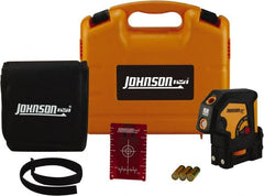 Johnson Level & Tool - 3 Beam 100' (Interior) Max Range Self Leveling Dot Laser Level - Red Beam, 1/8" at 50' Accuracy, 4-3/4" Long x 3" Wide x 4-3/4" High, Battery Included - Exact Tooling