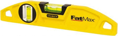 Stanley - 2 Vial, 9" Aluminum Die Cast Torpedo Level - Magnetic, Yellow - Exact Tooling