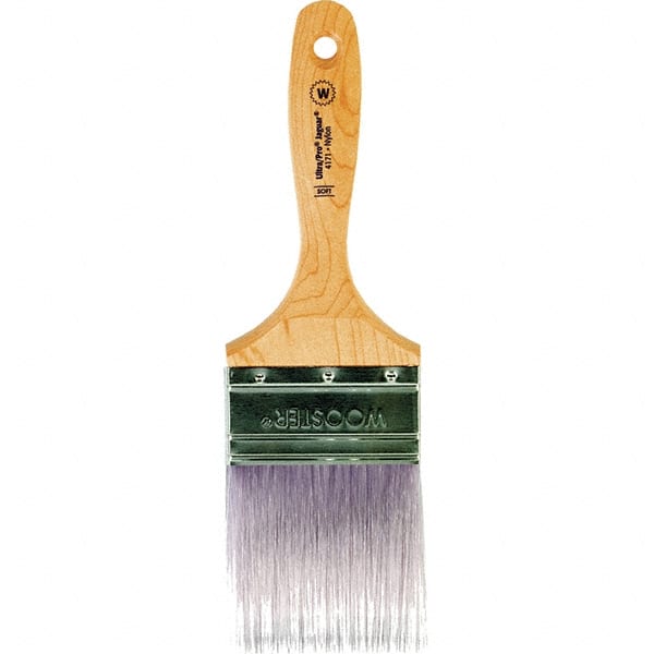 Wooster Brush - 3" Flat Synthetic Wall Brush - 3-7/16" Bristle Length, 6-1/4" Maple Beavertail Handle - Exact Tooling