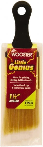 Wooster Brush - 1-1/2" Flat Synthetic General Purpose Paint Brush - 2-3/16" Bristle Length, 2-1/2" Plastic Short Handle - Exact Tooling