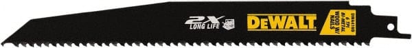 DeWALT - 9" Long x 1" Thick, High Speed Steel Reciprocating Saw Blade - Tapered Profile, 6 TPI, Toothed Edge, Universal Shank - Exact Tooling