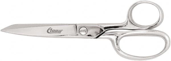 Clauss - 3" LOC, 6" OAL Chrome Plated Straight Trimmers - Steel Straight Handle, For Paper, Fabric - Exact Tooling