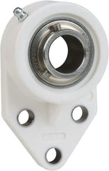 Value Collection - 5/8" ID, 4-1/4" OAL x 1-5/16" OAH 3 Bolt Flange Mounted Bearing - 1,495 Lb Static Cap, 2,877 Lb Dyn Cap, 1-1/2" Btw Mnt Hole Ctrs, 39/64" Base-to-Ctr Ht, Thermoplastic - Exact Tooling