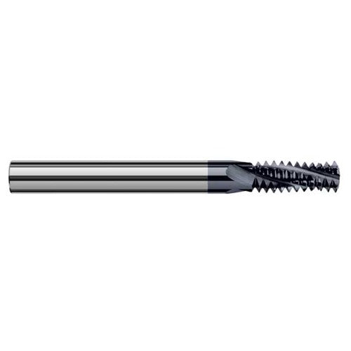 0.6200″ Cutter Diameter × 1.1250″ (1-1/8″) Length of Cut Carbide Multi-Form 1″, 2″-11.5 NPT Thread Milling Cutter, 4 Flutes, AlTiN Coated - Exact Tooling