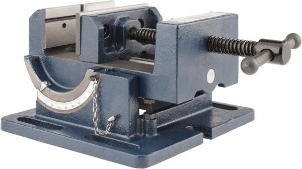 Gibraltar - 4" Jaw Width, 4" Jaw Opening Capacity, Angle Stationary Machine Vise - Manual Operation, 1 Station, 9-7/16" Long x 4-1/2" High x 1-1/2" Deep, 1-1/2" Jaw Height - Exact Tooling