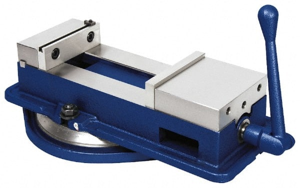 Gibraltar - 6" Jaw Width, 8-3/4" Jaw Opening Capacity, Horizontal Swivel Machine Vise - Manual Operation, 1 Station, 19-1/2" Long x 6-1/4" High x 1-5/8" Deep, 1-5/8" Jaw Height - Exact Tooling