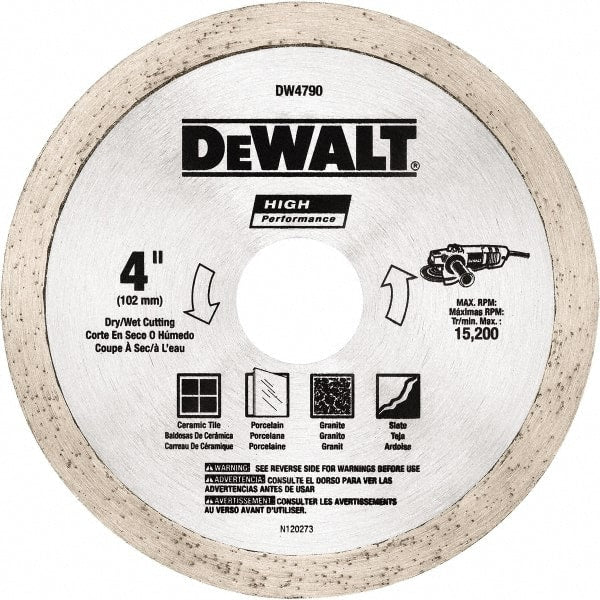 DeWALT - 4" Diam, 5/8 & 7/8" Arbor Hole Diam, Wet & Dry Cut Saw Blade - Diamond-Tipped, Standard Round Arbor - Exact Tooling
