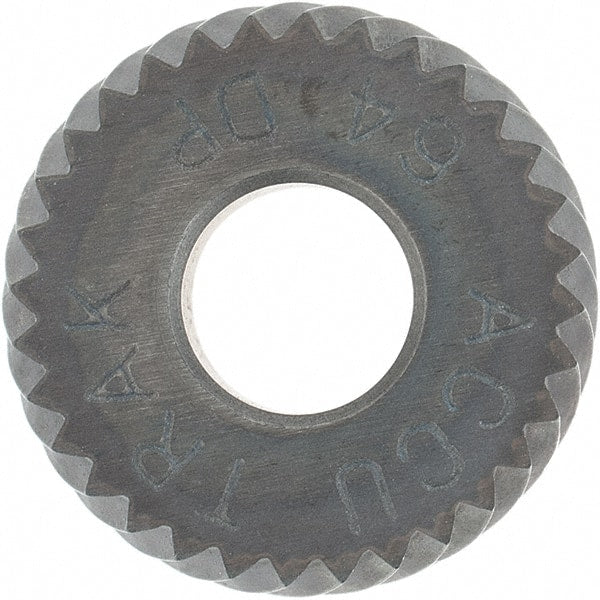 Made in USA - 1/2" Diam, 80° Tooth Angle, Convex, Form Type Cobalt Right-Hand Diagonal Knurl Wheel - 3/16" Face Width, 3/16" Hole, 64 Diametral Pitch, Ferritic Nitrocarburizing Finish, Series EPV - Exact Tooling