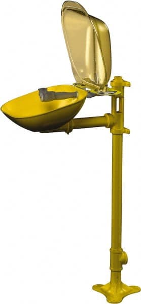 Bradley - 15" Wide x 13" High, Pedestal Mount, Stainless Steel Bowl, Eyewash Station - 30 to 90 psi Flow, 5.1 GPM Flow Rate - Exact Tooling
