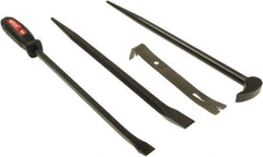 Mayhew - 4 Piece Utility Pry Bar Set - 1" Head Width, Includes 7-1/2, 16 & 17" Lengths - Exact Tooling