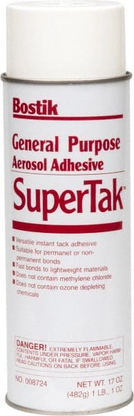 Bostik - 17 oz Aerosol Clear Spray Adhesive - High Tack, 120°F Heat Resistance, Low Strength Bond, Flammable - Exact Tooling