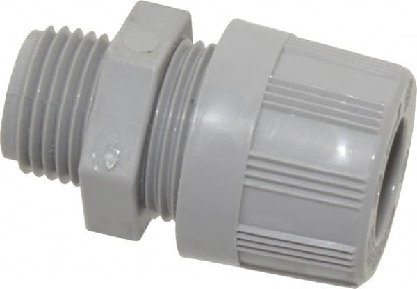Woodhead Electrical - 11.1 to 12.7mm Capacity, Liquidtight, Straight Strain Relief Cord Grip - 1/2 NPT Thread, Nylon - Exact Tooling