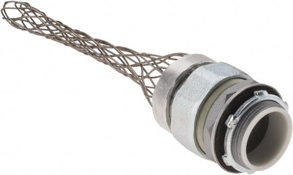 Woodhead Electrical - Liquidtight, Straight Strain Relief Cord Grip - 1-1/2 NPT Thread, 5-3/4" Long, Iron & Zinc-plated Steel - Exact Tooling