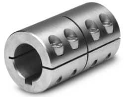 Climax Metal Products - 1-1/2" Inside x 2-5/8" Outside Diam, One Piece Split Clamping Collar with Keyway - 3-7/8" Long x 3/8" Keyway Width x 3/16" Keyway Depth - Exact Tooling