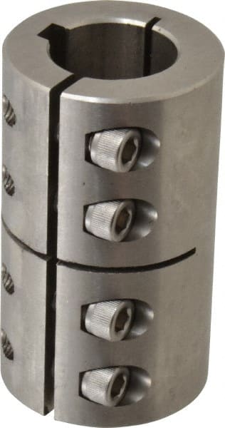 Climax Metal Products - 1" Inside x 1-3/4" Outside Diam, One Piece Split Clamping Collar with Keyway - 3" Long x 1/4" Keyway Width x 1/8" Keyway Depth - Exact Tooling