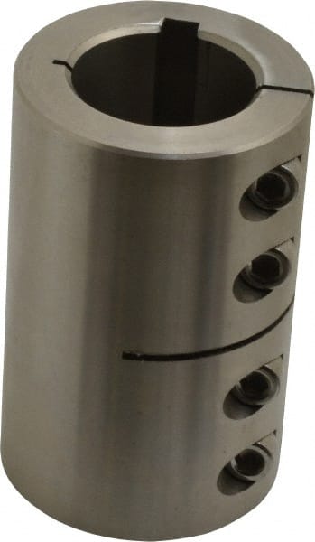Climax Metal Products - 1-1/4" Inside x 2-1/16" Outside Diam, One Piece Split Clamping Collar with Keyway - 3-1/4" Long x 1/4" Keyway Width x 1/8" Keyway Depth - Exact Tooling