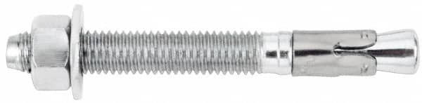 Powers Fasteners - 1/2" Diam, 1/2" Drill, 8-1/2" OAL, 1-5/8" Min Embedment Wedge Expansion Concrete Anchor - Stainless Steel (Clip)/Steel (Body), Zinc-Plated Finish, Hex Nut Head, Hex Drive, 6-7/8" Thread Length - Exact Tooling