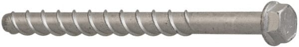 Elco - 3/8" Diam, 4" Length Under Head, Hex Drive, Concrete Screw & Masonry Fastener - Alloy Steel, StalGard Silver Finish, Includes 9/16" Drill Bit - Exact Tooling