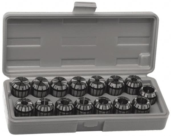Accupro - 17 Piece, 5mm to 13mm Capacity, ER Coolant Collet Set - 0.02mm TIR, Series ER20 - Exact Tooling