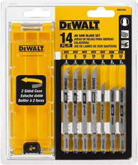 DeWALT - 14 Piece, 3" to 5" Long, 6 to 32 Teeth per Inch, Bi-Metal Jig Saw Blade Set - Toothed Edge, T-Shank - Exact Tooling