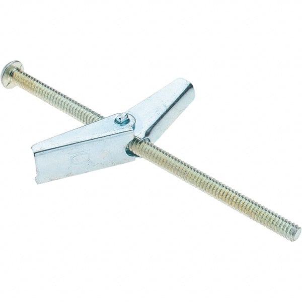 Value Collection - 3/16" Diam, 4" Long, Toggle Bolt Drywall & Hollow Wall Anchor - Steel, Use with Concrete/Masonry, Hollow Tile, Plaster & Wallboard - Exact Tooling
